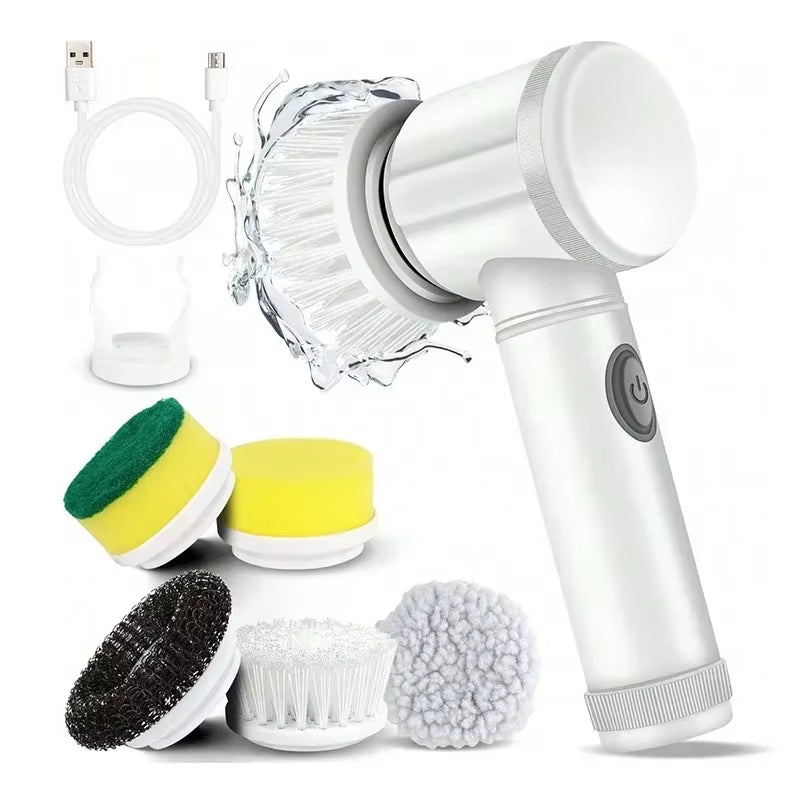 5 In1 Electric Spin Scrubber, Spin Scrubber with 5 Replaceable Brush Heads Bathroom Cleaning Brush,Power Electric Cleaning Brush